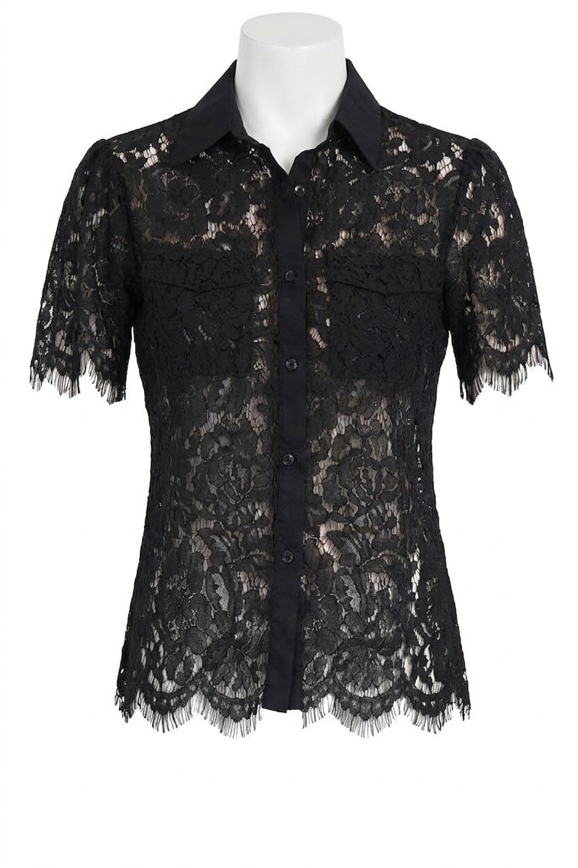 New Love Token Mel Lace Top In Black